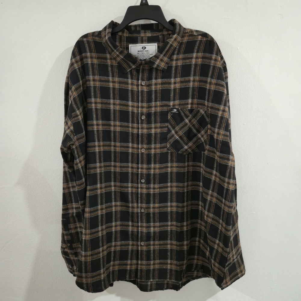 Mossy Oak Men's 3XL Plaid Button-Down Long Sleeve Shirt Cotton Outdoor - Picture 4 of 10